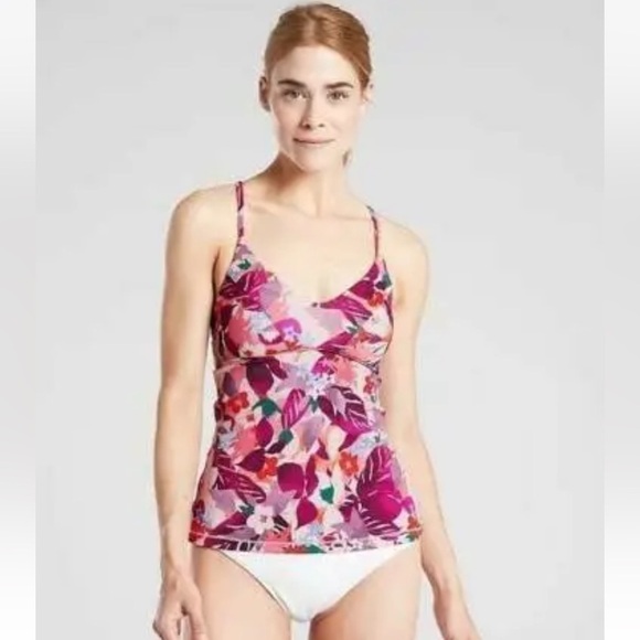 Athleta women’s A-C daybreak tropic triangle tankini swim top - Picture 1 of 7
